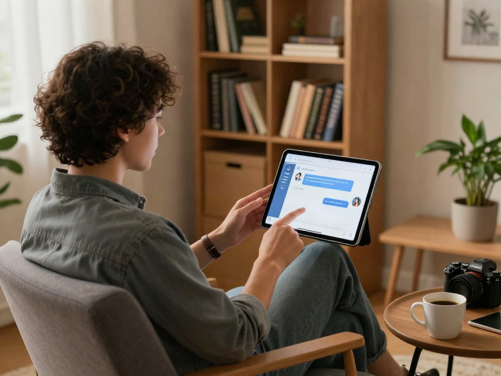 Engaging in ai nsfw chat while comfortably seated in a cozy home office.